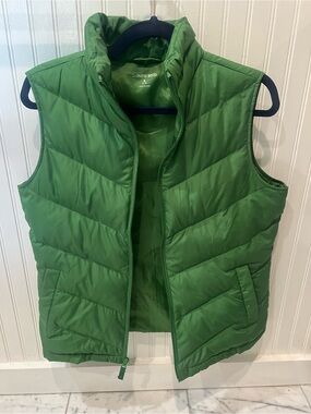 Lands' End Bright Green Quilted Puffer Vest